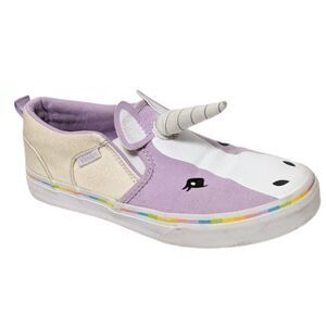 VANS Asher V Unicorn Pastel Rainbow Slip-On Sneakers 36.5